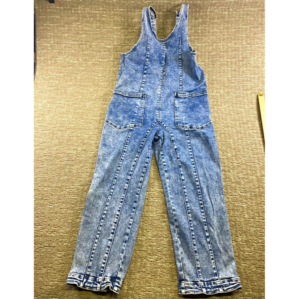 Blakeley Womens L / XL Blue Denim Overall Jumpsuit One-Piece Straight Leg jean